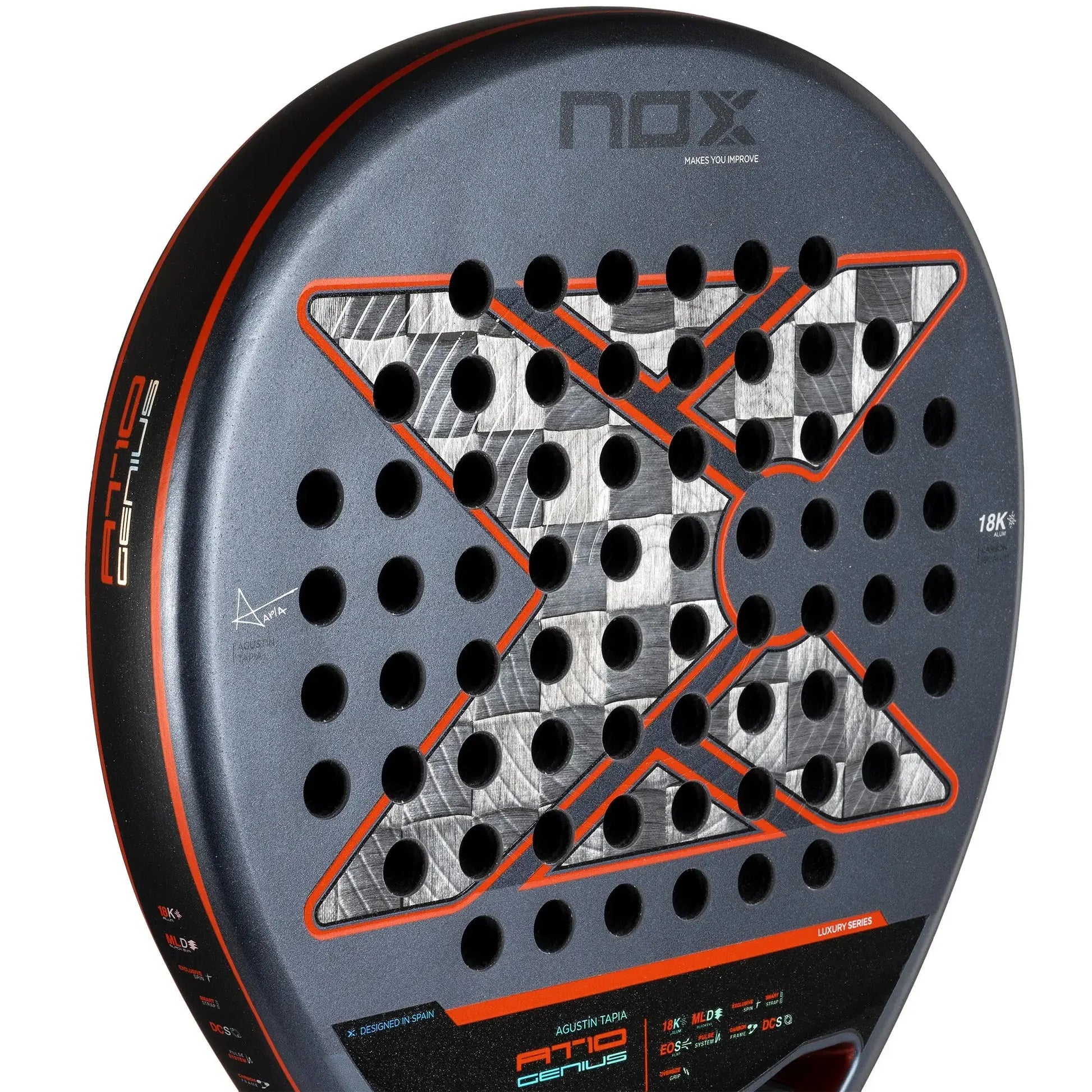 NOX AT10 Genius 18K Alum Padel Racket - Face