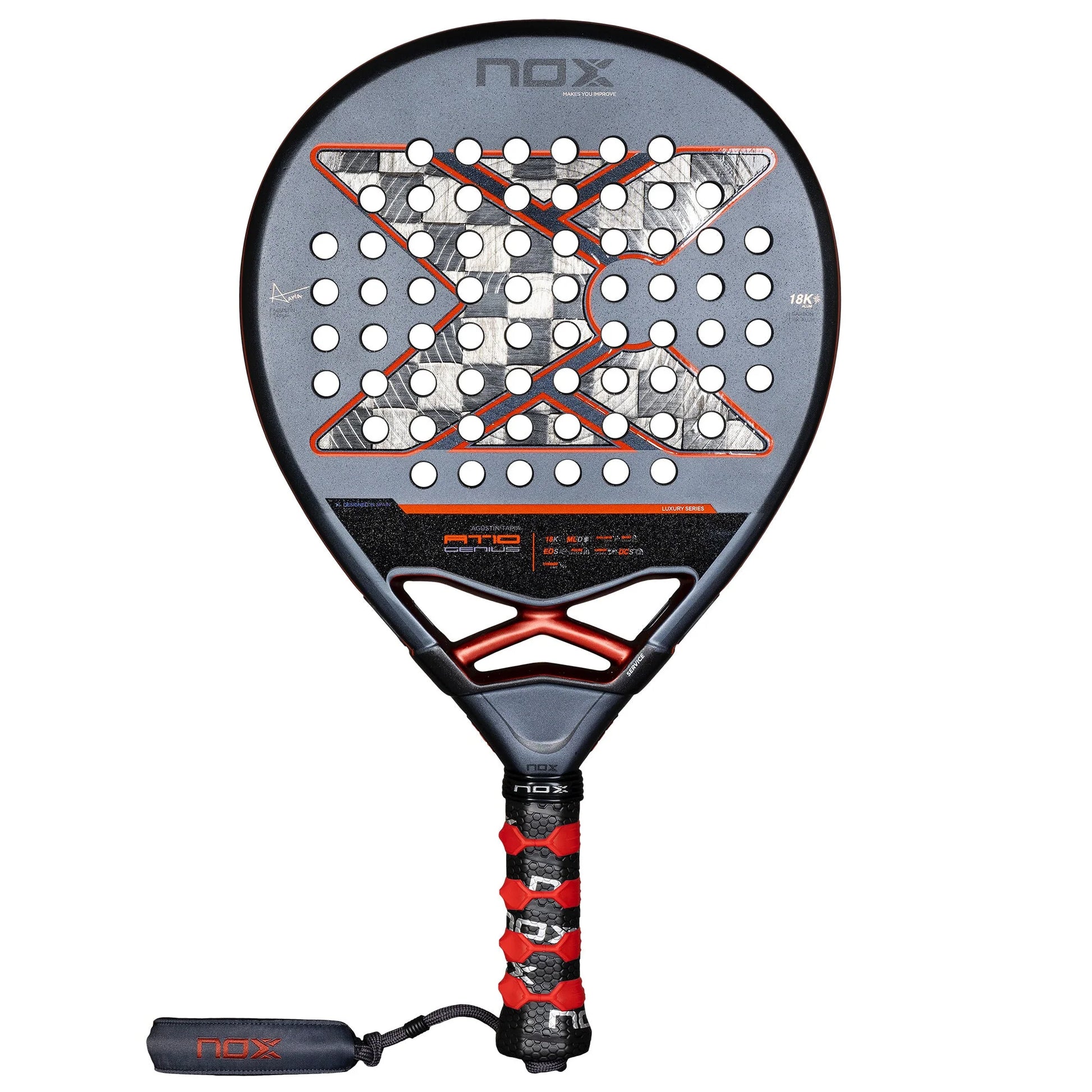 NOX AT10 Genius 18K Alum Padel Racket - Custom Grip