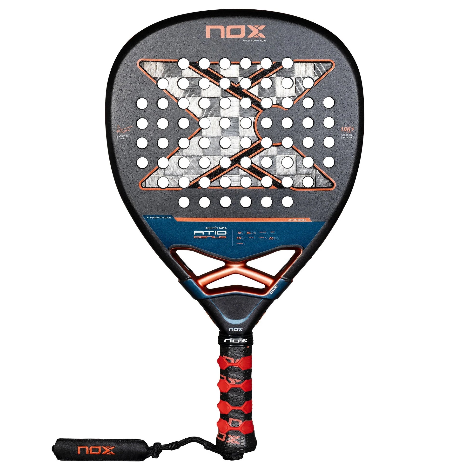 NOX AT10 Genius Attack 18K Alum Padel Racket - Custom Grip