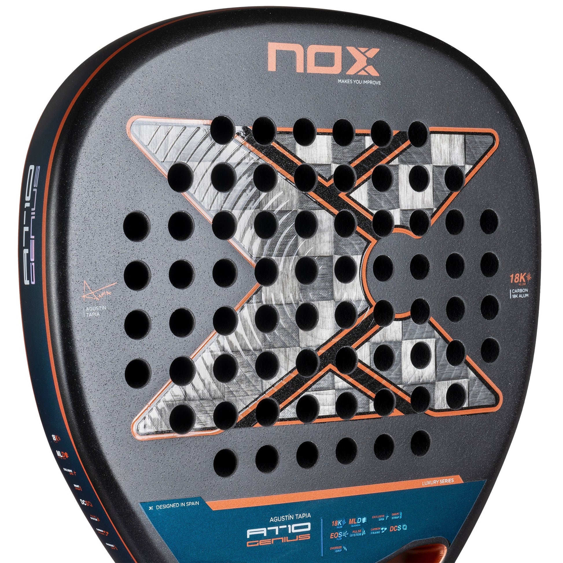 NOX AT10 Genius Attack 18K Alum Padel Racket - Face