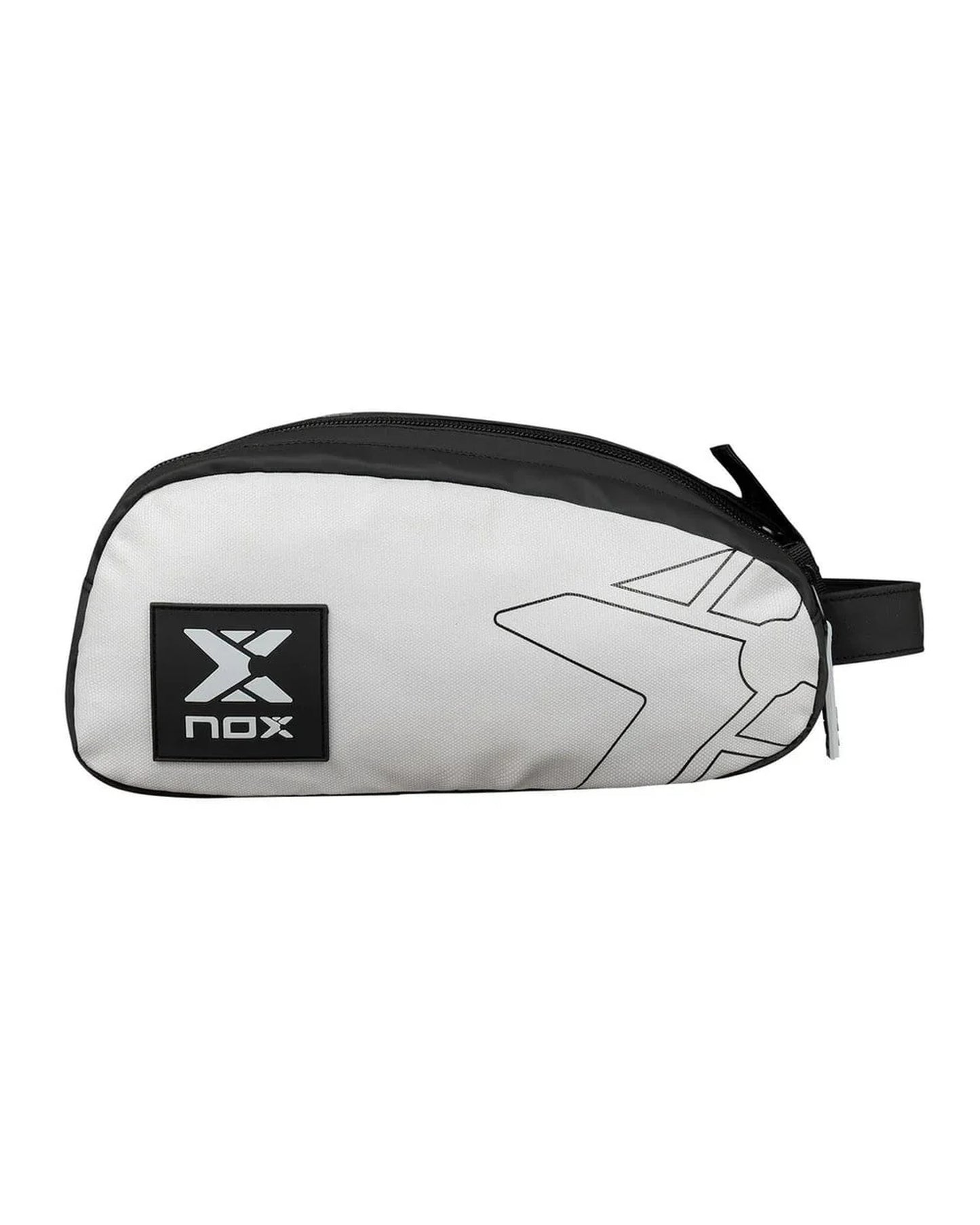 Nox Luxury Series toiletry bag, front view, grey and black