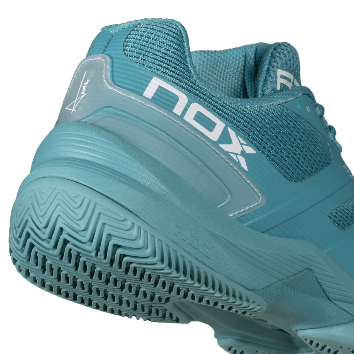 NOX AT10 Pro Turquoise/White Padel Shoes - Heel