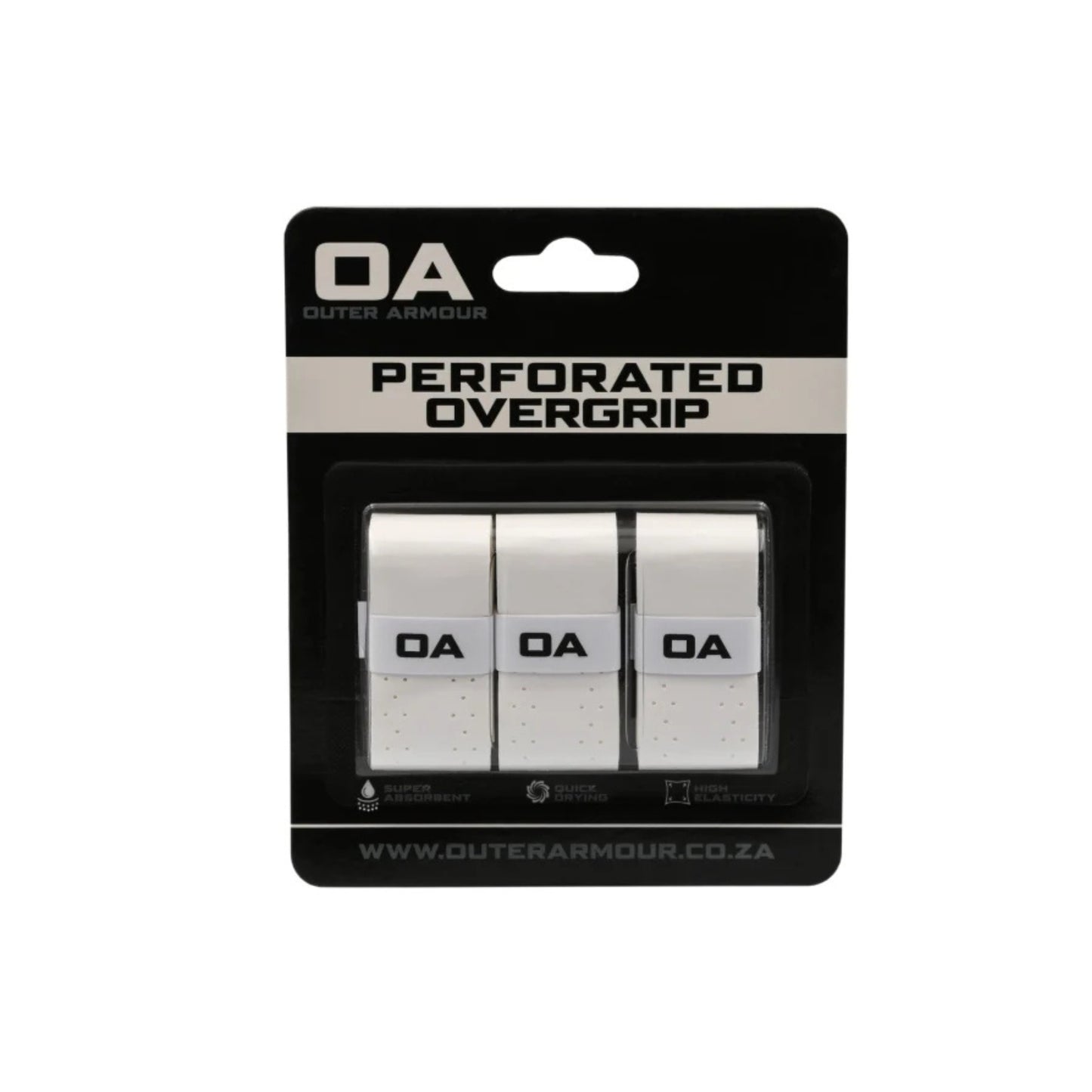 Outer Armour Overgrip 3 Pack - White Perforated - Front