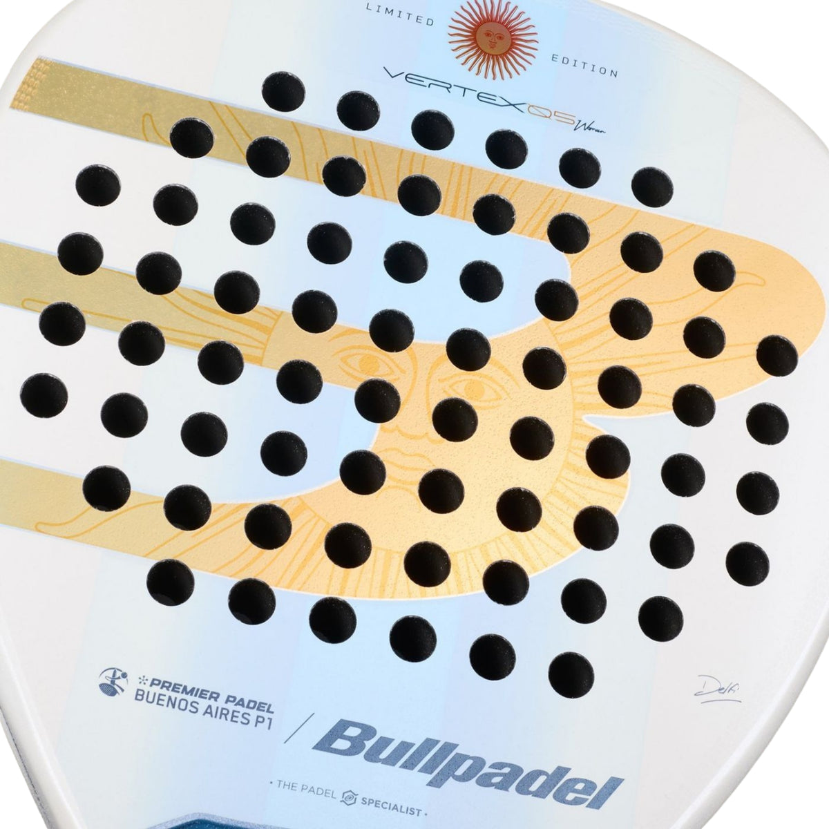 Bullpadel Vertex 05 Women Argentina LTD 2026 Padel Racket — face texture detail (Canva comparison)