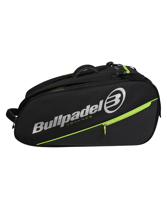 Bullpadel Advance Bag 2026 padel bag, front view, black and green