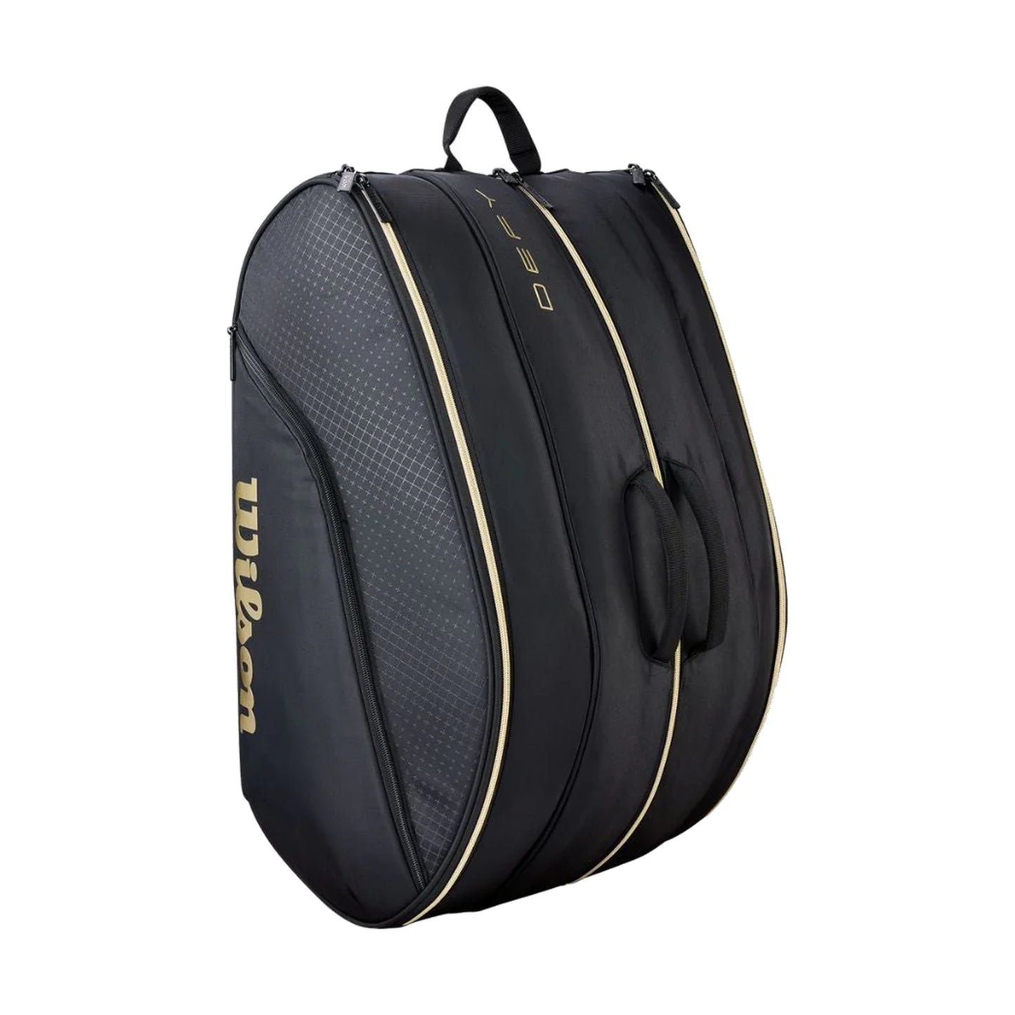 Wilson Defy V1 padel bag, front, showing zip compartment and branding