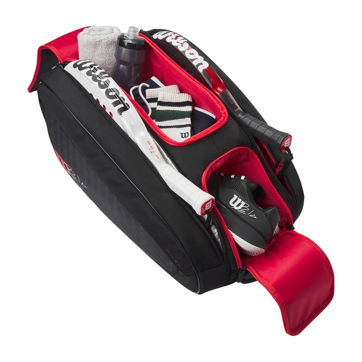 Wilson Bela Super Tour Padel Bag - Black/Red - Interior Organisation