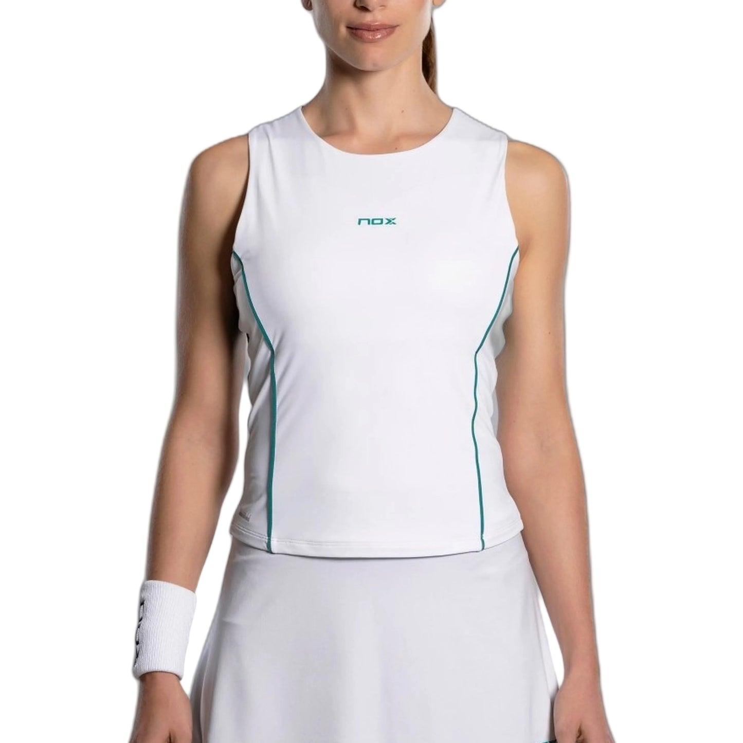 NOX Women's Pro Tank Top - White/Ivy Green - model front