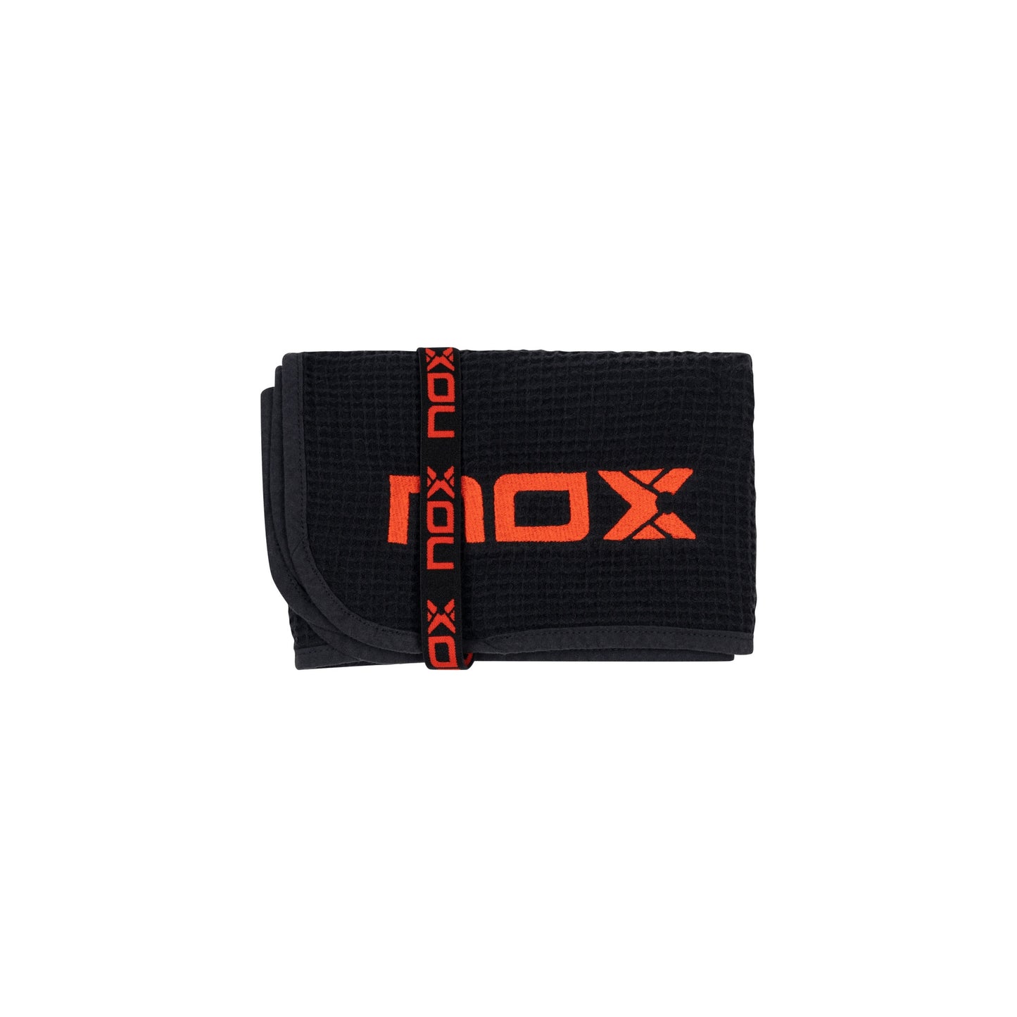 NOX Towel - Black/Red - Folded with elastic strap