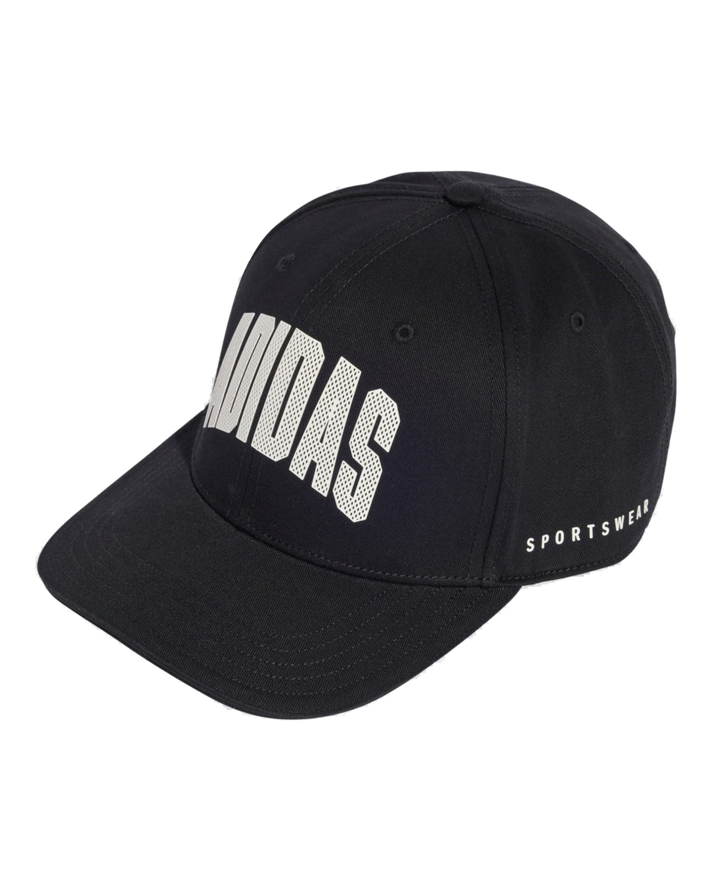 Adidas Stadium trucker cap, front view, black and white