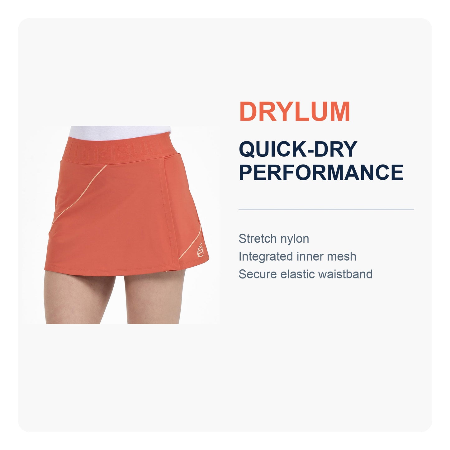 Bullpadel Asegur Padel Skirt Women - Grapefruit - Drylum Feature Detail
