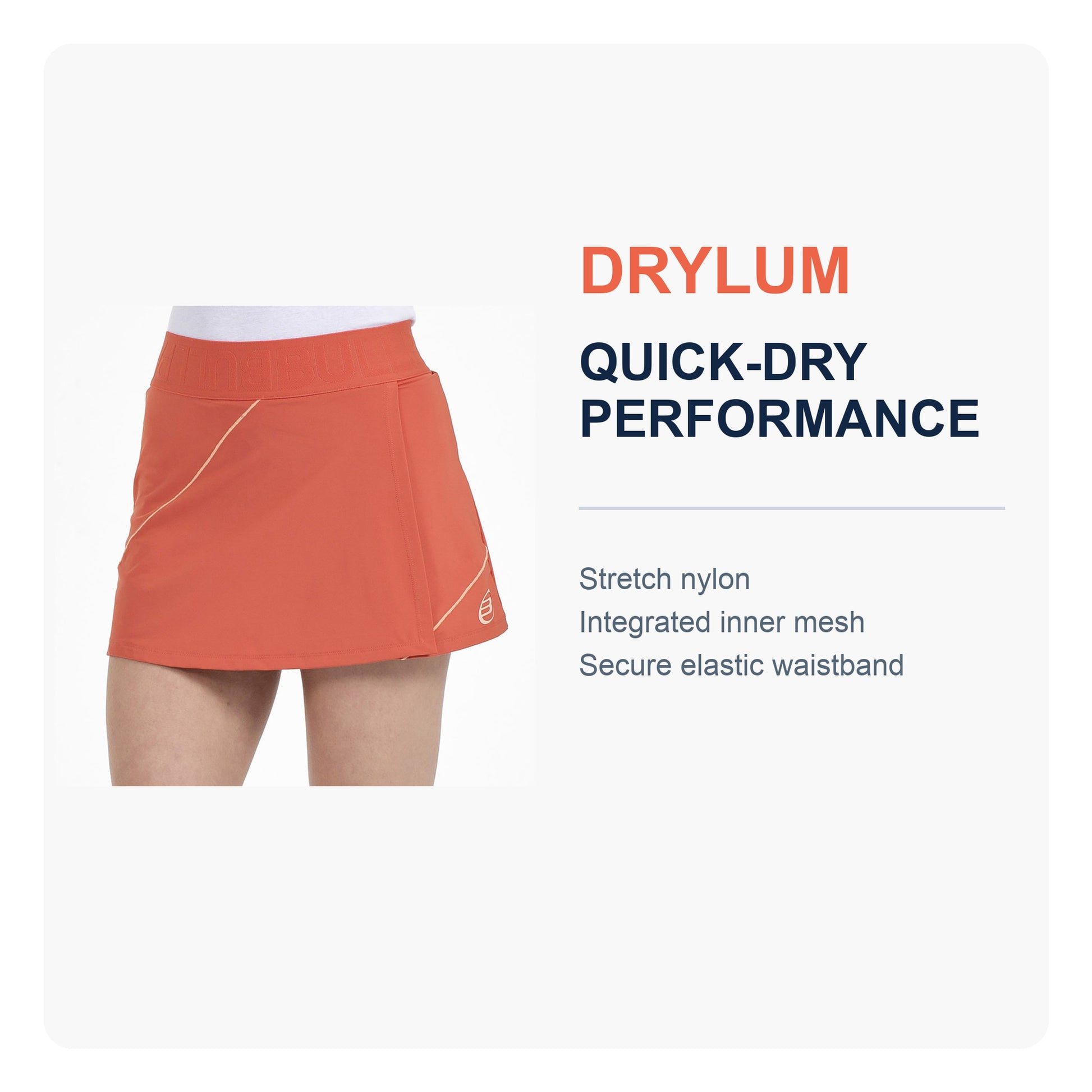 Bullpadel Asegur Padel Skirt Women - Grapefruit - Drylum Feature Detail