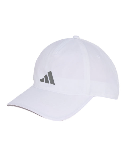 Adidas Climacool baseball cap, front view, white with iron metallic trim