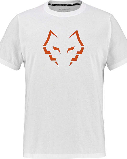 Babolat Lebron Cotton T-Shirt - White/Orange - Front