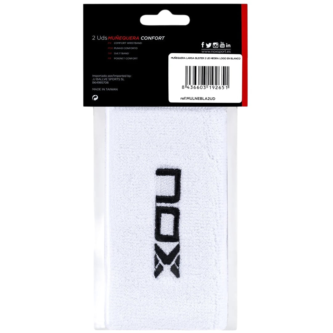 Nox Long White Wristband - 2 Pack-Back