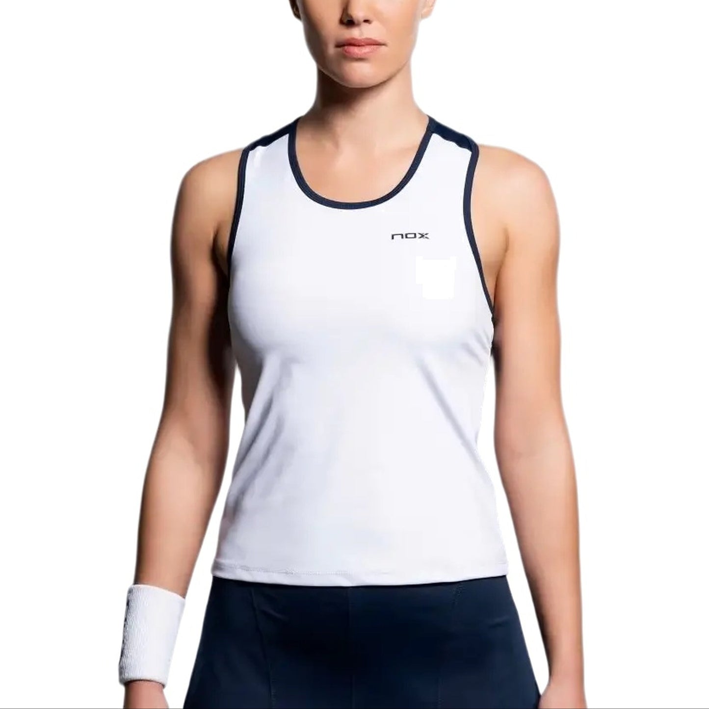 NOX Team Tank Top Women - White/Navy Blue - Model Front