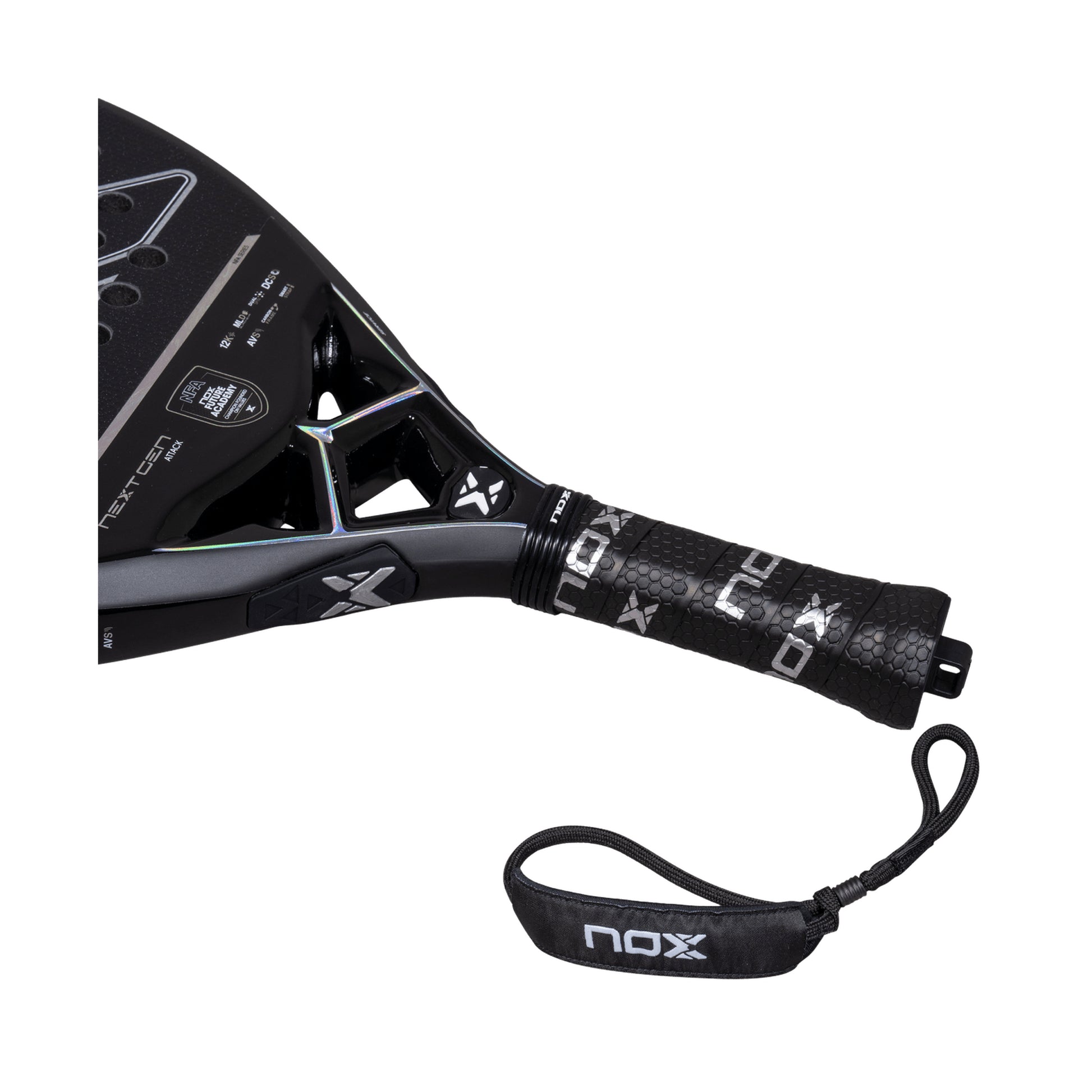 NOX NextGen Pro Attack 12K NFA Series 2026 Padel Racket - Handle and SmartStrap