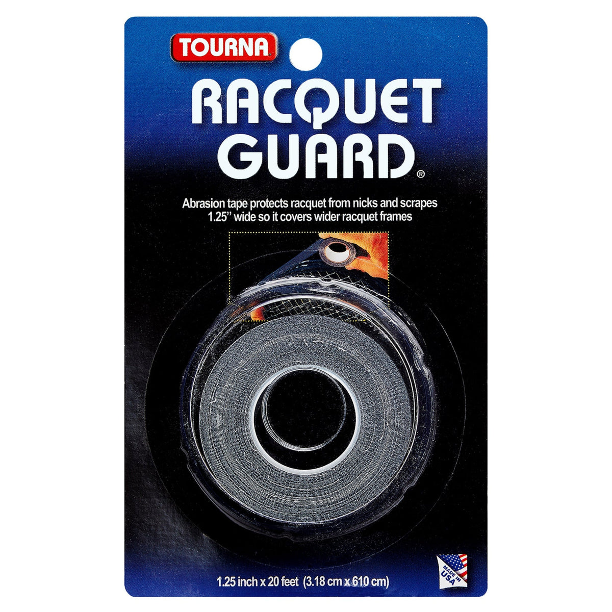 Tourna Racquet Guard Tape Wide - Black - complete single black wide tape roll retail pack front