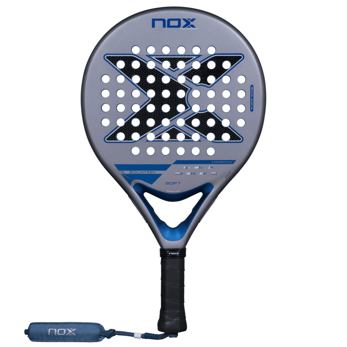 NOX Equation SOFT Advanced 2027 Padel racket, front face with round head