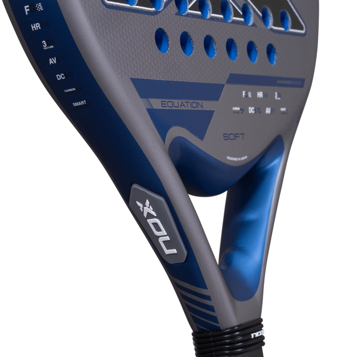NOX Equation SOFT Advanced 2027 Padel racket, throat side detail
