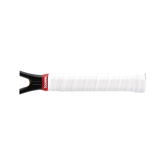 Tourna Tac XL Overgrip 3-Pack - White - intentional detail close-up white XL grip fitted to racket handle