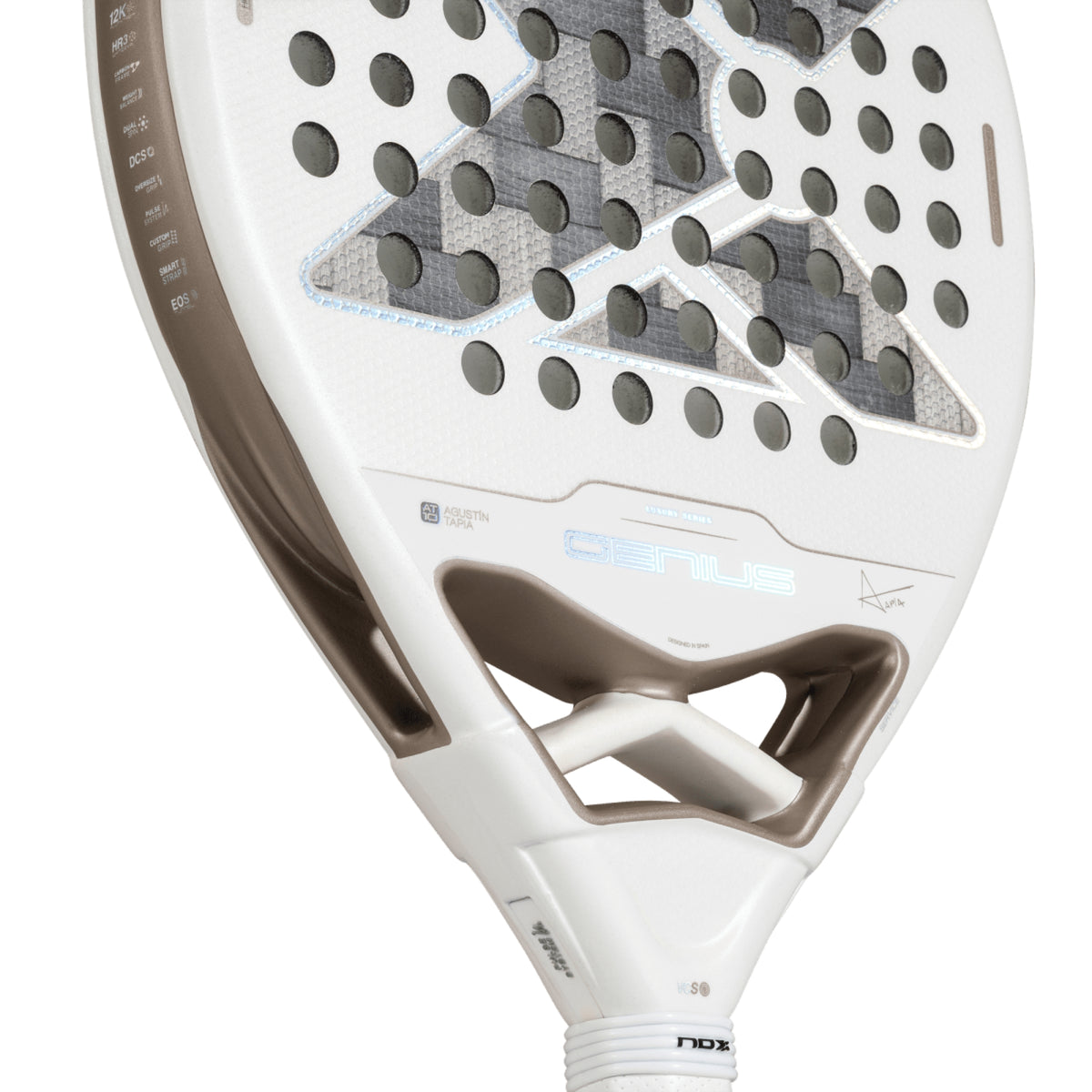 NOX Genius 12K Alum XTREM Lite 2027 Padel Racket, heart bridge detail