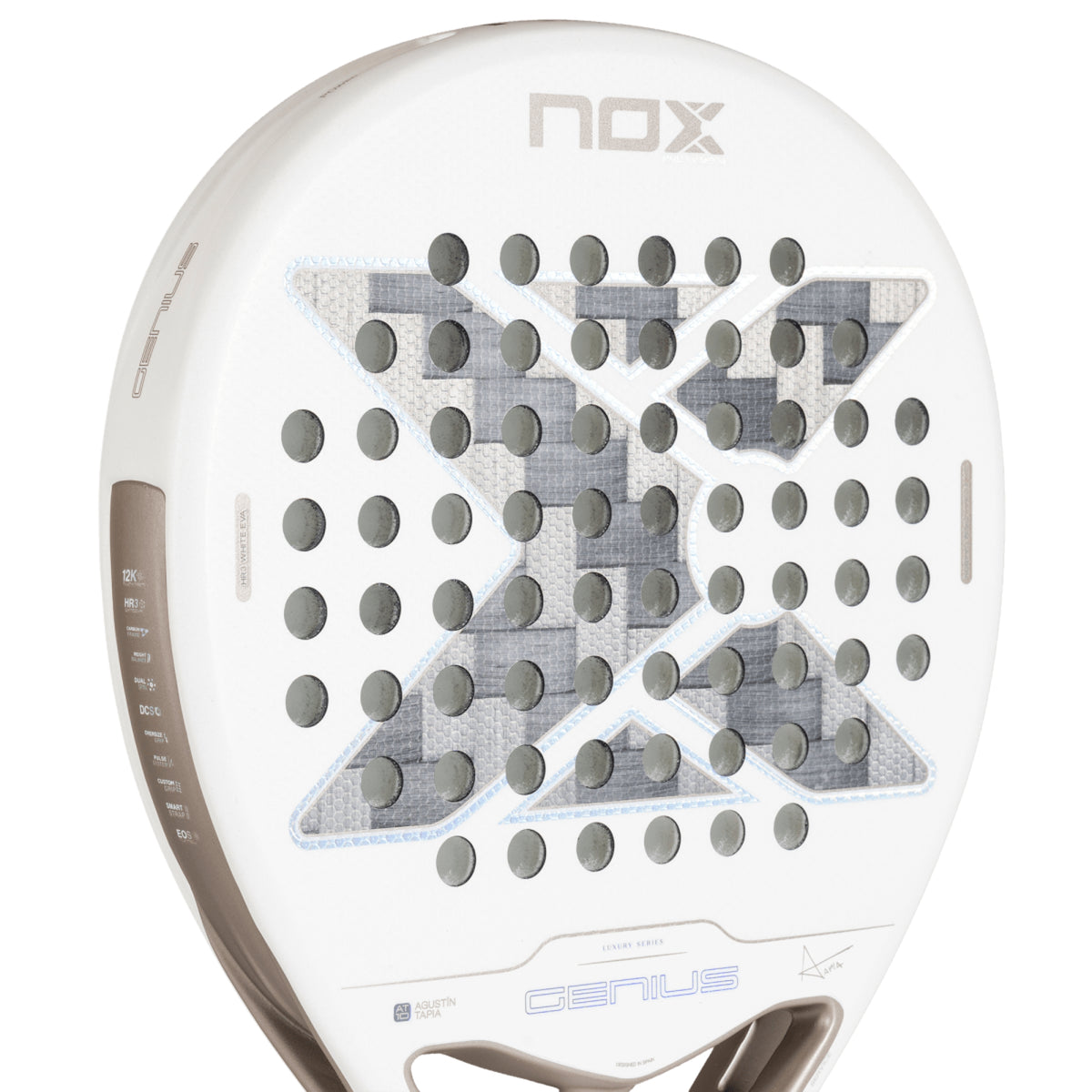 NOX Genius 12K Alum XTREM Lite 2027 Padel Racket, face texture detail