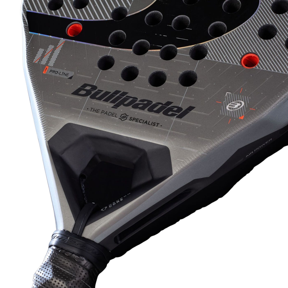 Bullpadel Neuron 02 Comfort 2027 Padel racket, horizontal heart bridge detail