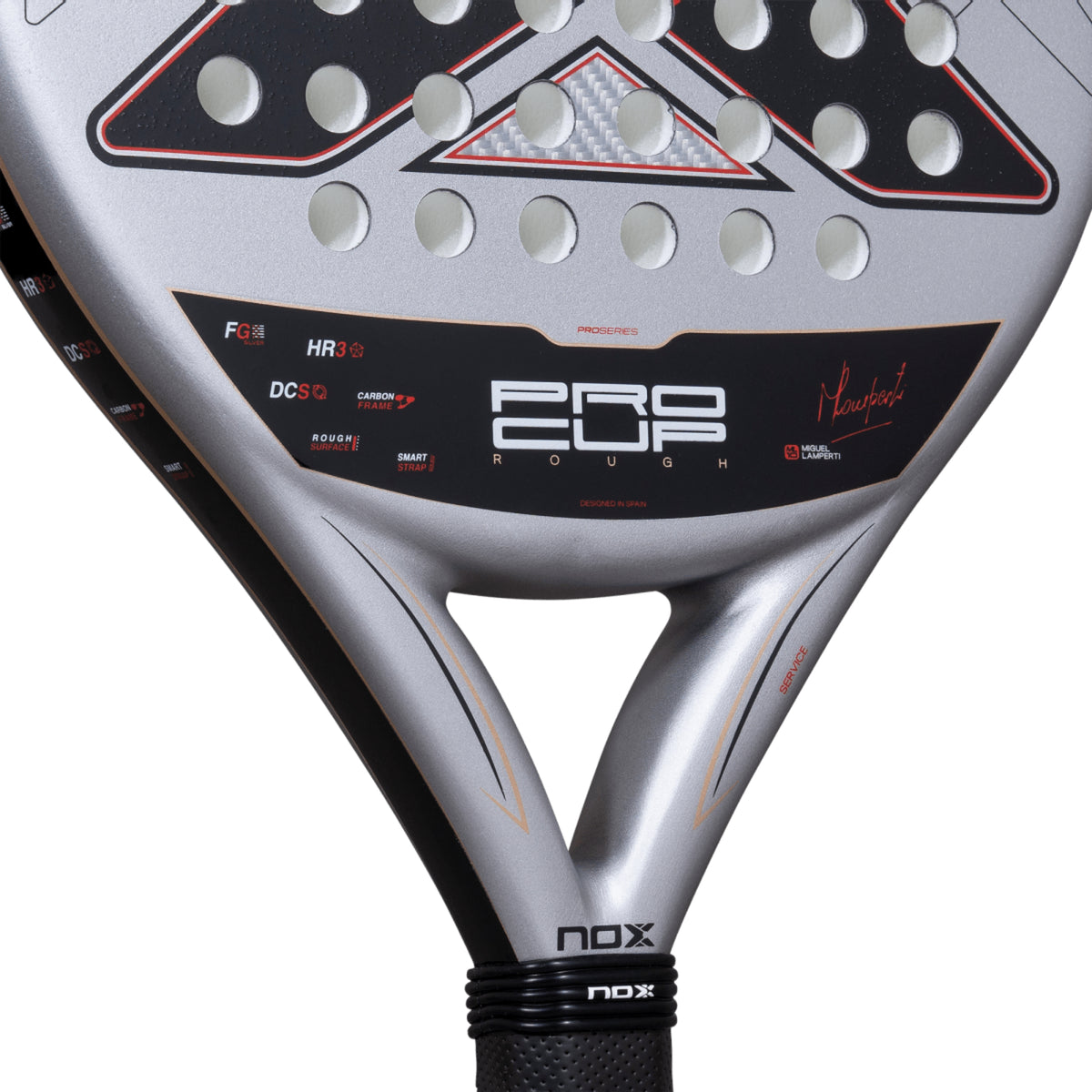 NOX ML10 Pro Cup Rough 2027 Padel racket, heart bridge detail
