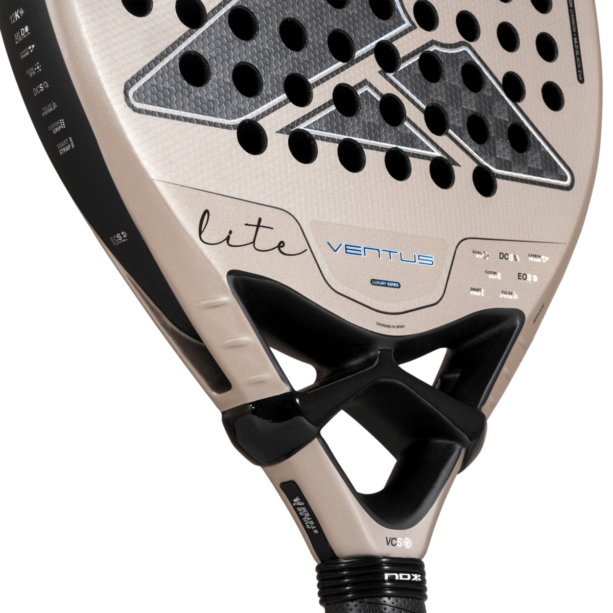 NOX Ventus Hybrid 12K Lite 2027 Padel racket, heart bridge detail
