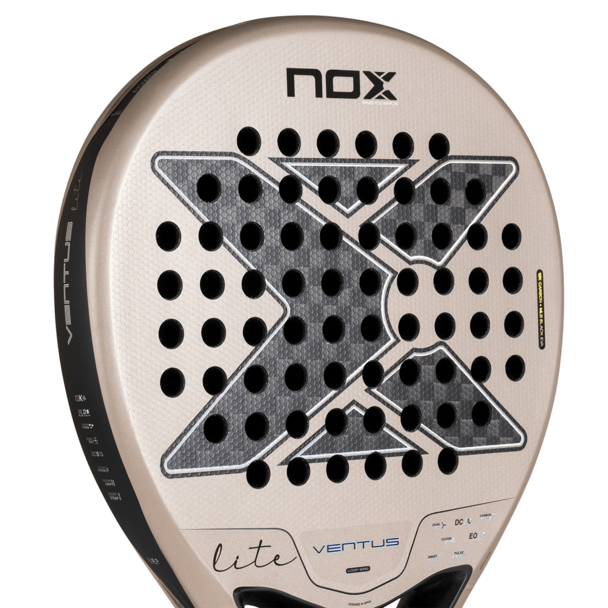 NOX Ventus Hybrid 12K Lite 2027 Padel racket, Dual Spin face texture detail