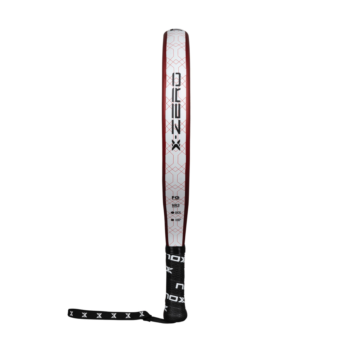 NOX X-Zero Red 2026 Padel racket, side profile of frame and handle