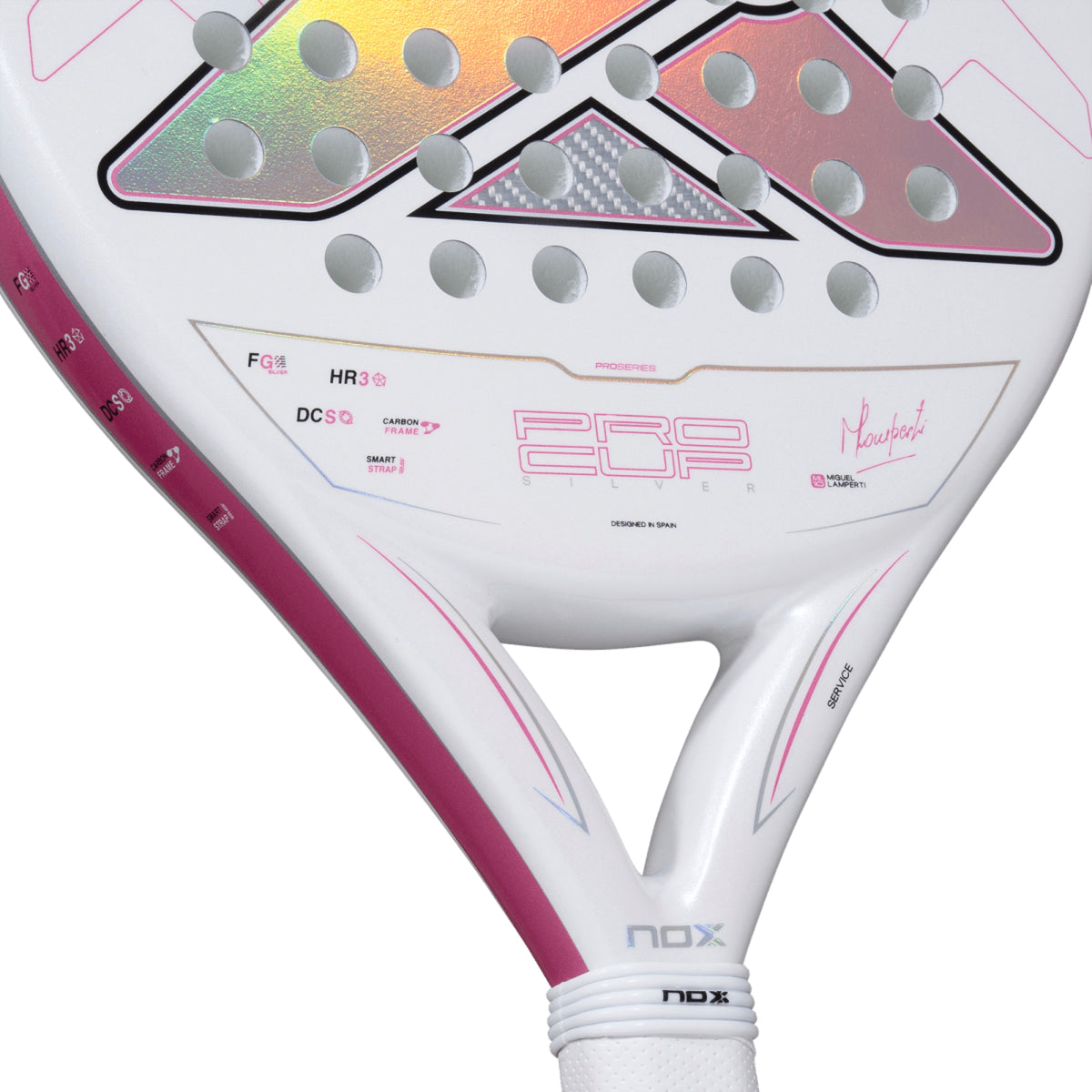 NOX ML10 Pro Cup Silver 2027 Padel racket, heart bridge detail