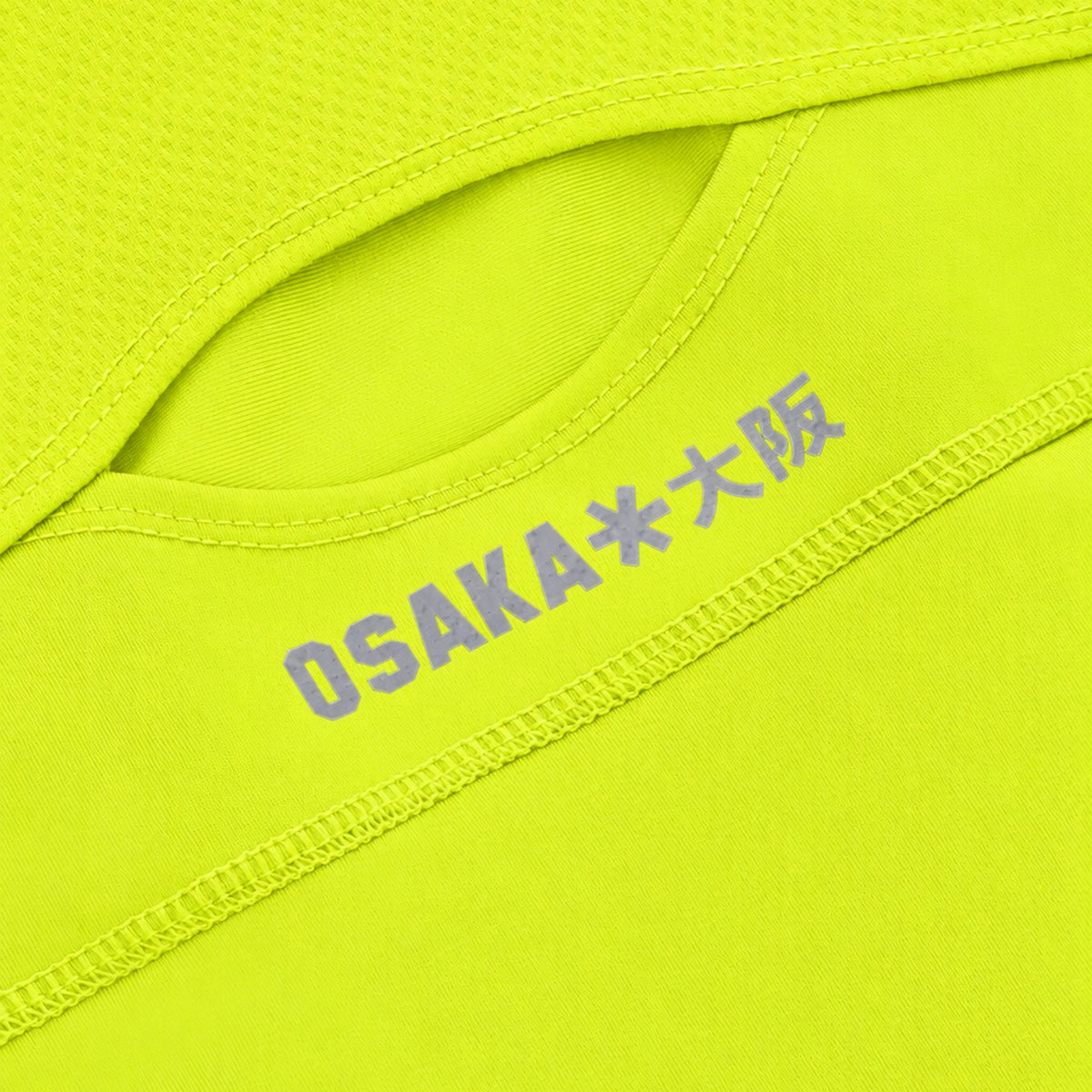 Osaka Floucy Dress, Acid Lime, rear cut-out and logo detail