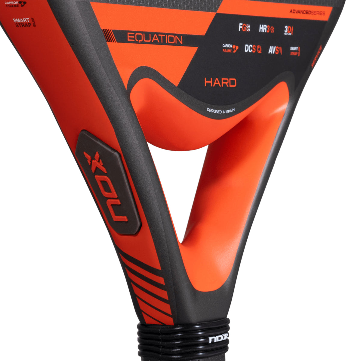 NOX Equation HARD Advanced 2027 Padel racket, throat side detail