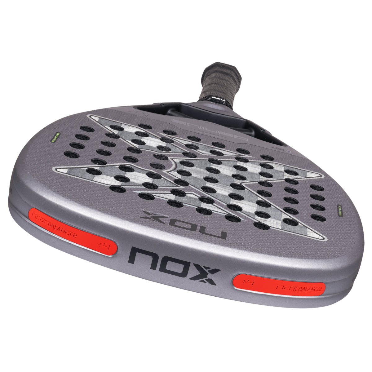 NOX Genius Attack 18K Alum 2027 Padel racket, top frame detail