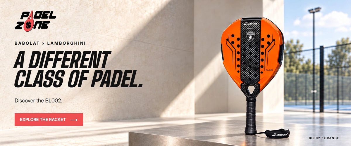 Babolat x Lamborghini. A different class of padel. Discover the BL002 at PadelZone.