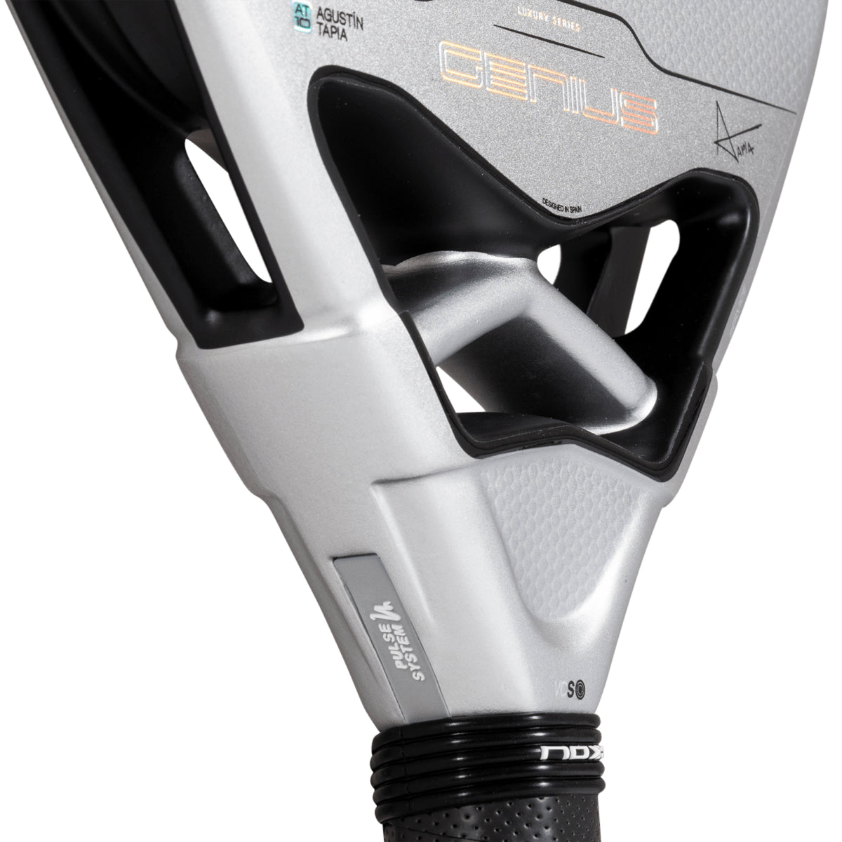 NOX Genius 12K Alum XTREM by Agustín Tapia 2027 Padel Racket — Throat Side Detail