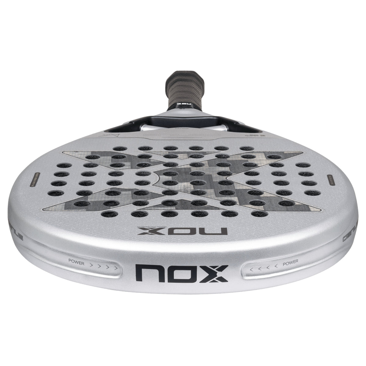 NOX Genius 12K Alum XTREM by Agustín Tapia 2027 Padel Racket — Crown / Top Perspective
