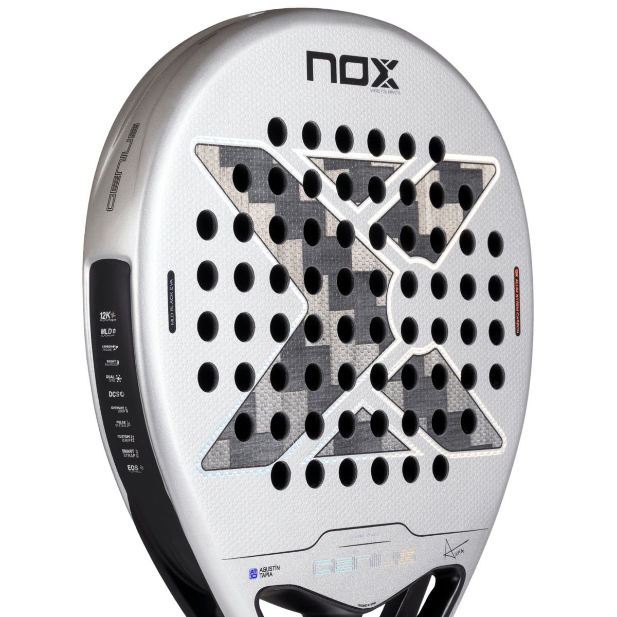 NOX Genius 12K Alum XTREM by Agustín Tapia 2027 Padel Racket — Face Texture Detail
