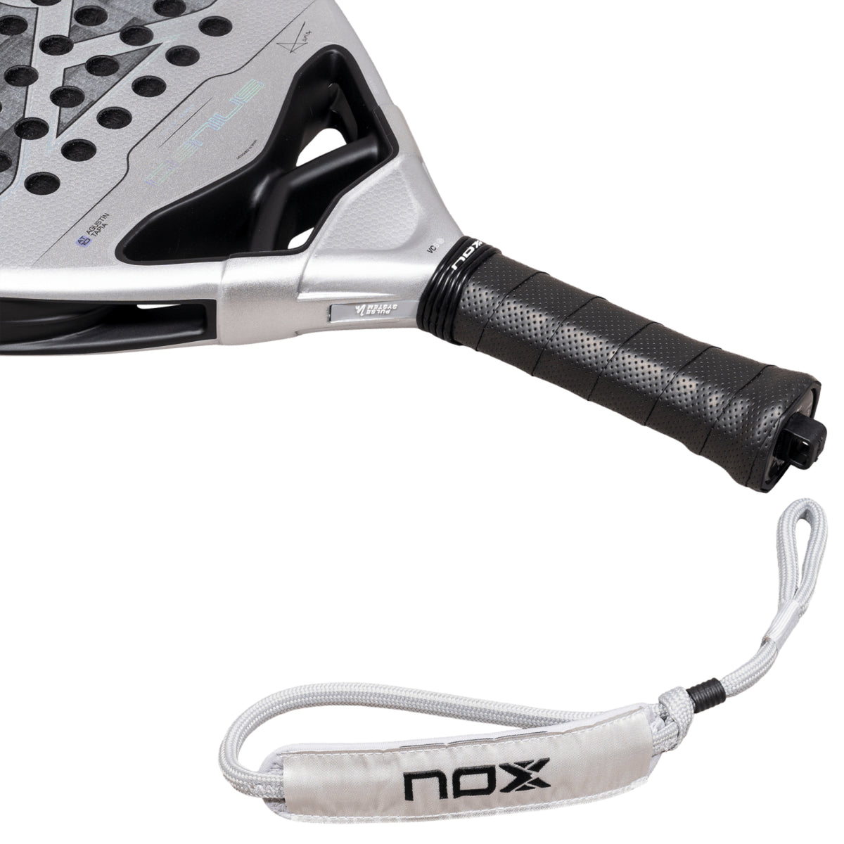NOX Genius 12K Alum XTREM by Agustín Tapia 2027 Padel Racket — Handle and Strap Detail