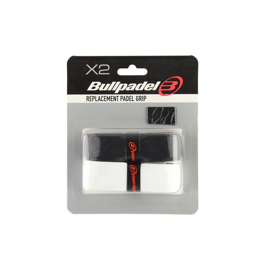 Bullpadel Racket Grip 2 Pack - Black and white