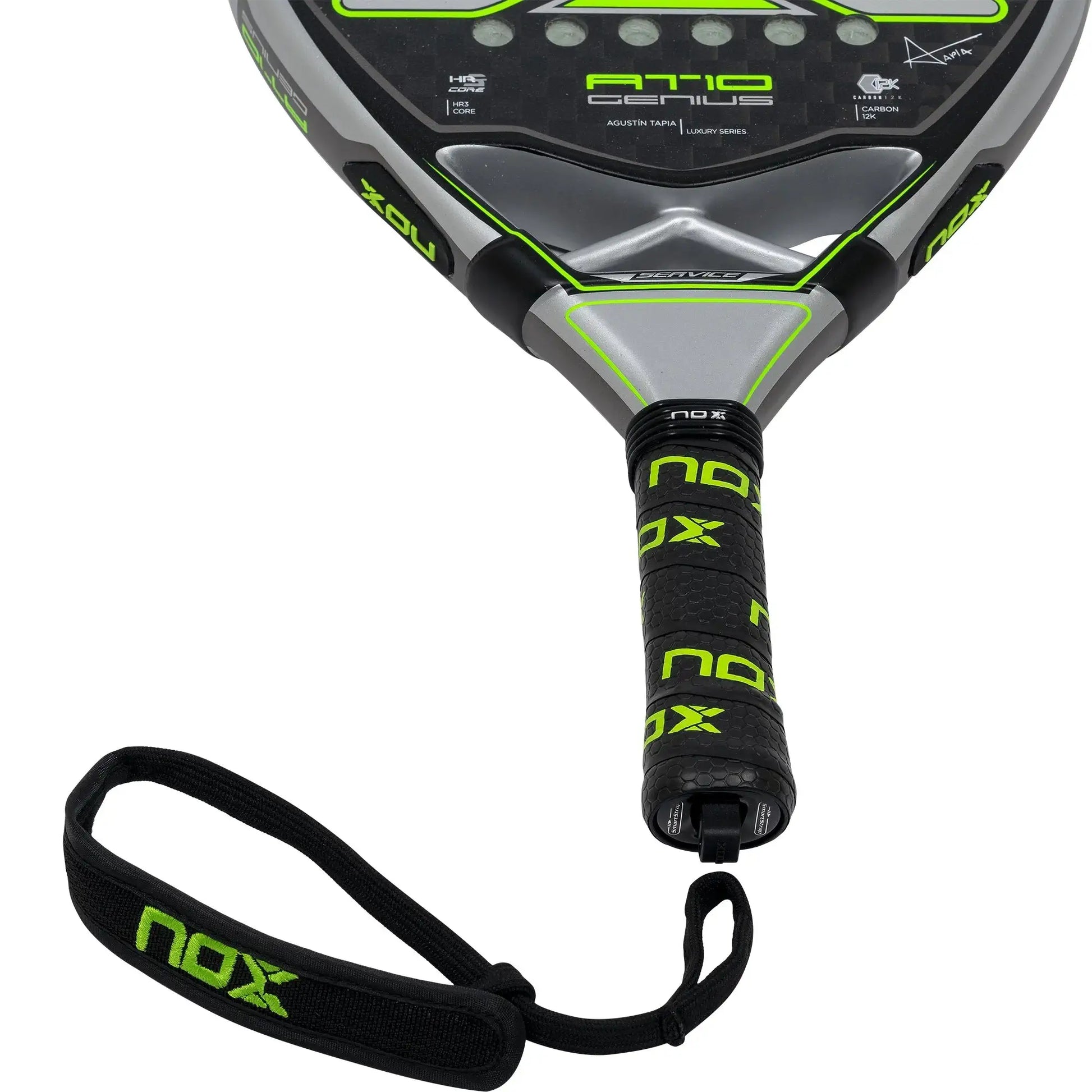 Nox AT10 Luxury Genius Arena 2023 Padel Racket by Agustín Tapia-Strap