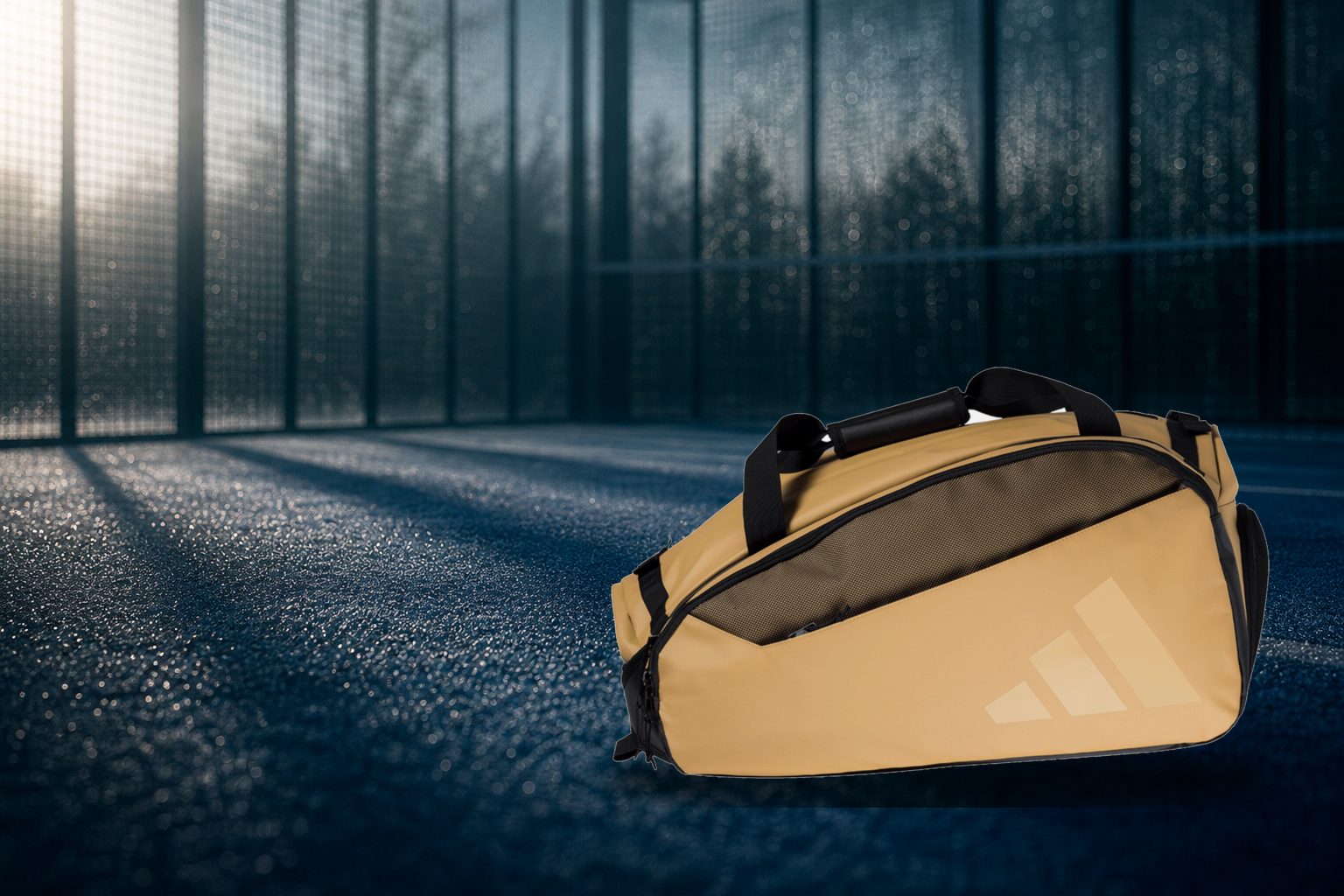 Padel bag staged on a blue court